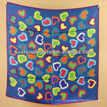 Wrap hangzhou impresión de seda real de color azul corazón bufanda mujeres abrigo